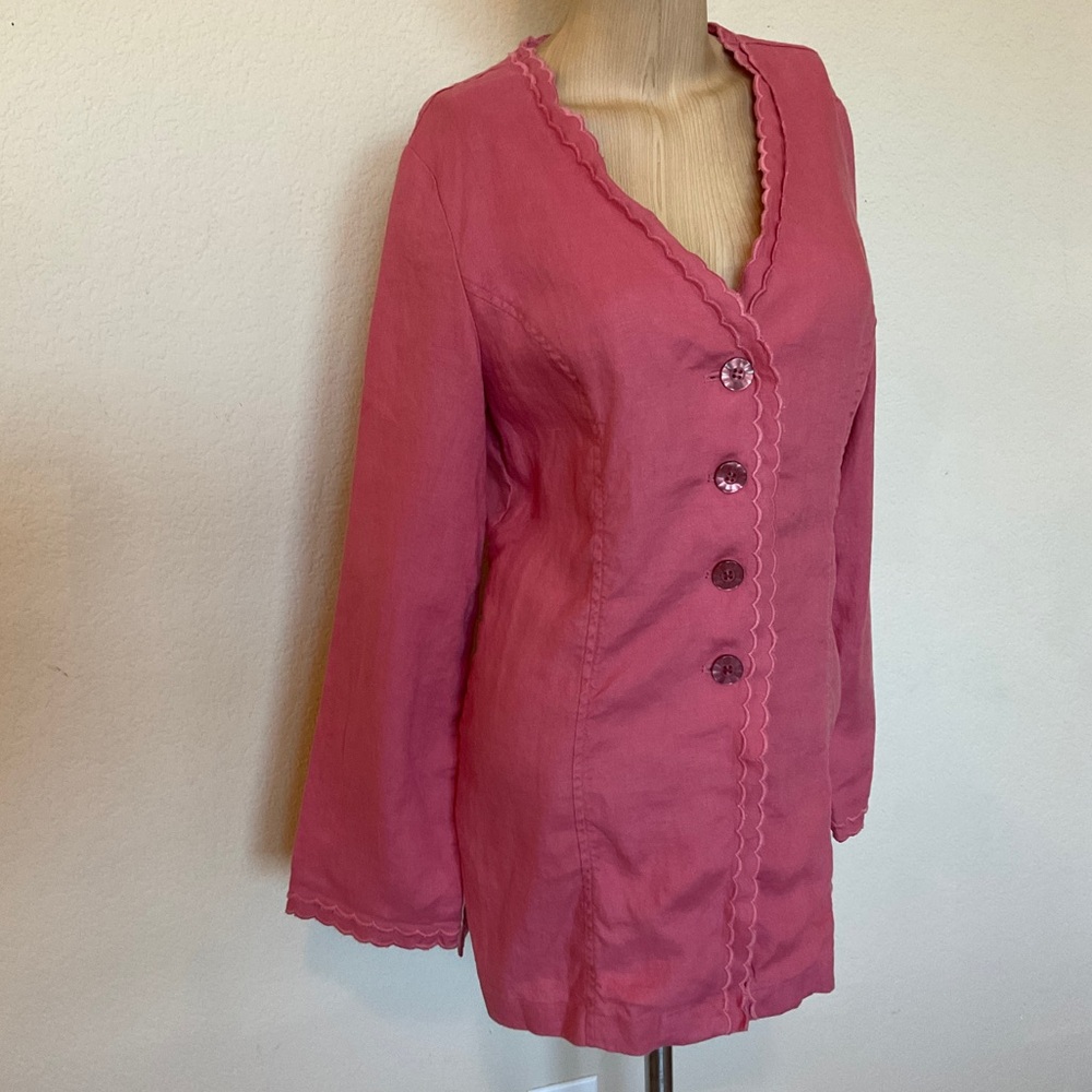 J. Jill NWT Aster Pink Linen Coastal Coatigan Jacket Duster Cardigan Lightweight - Picture 5 of 16